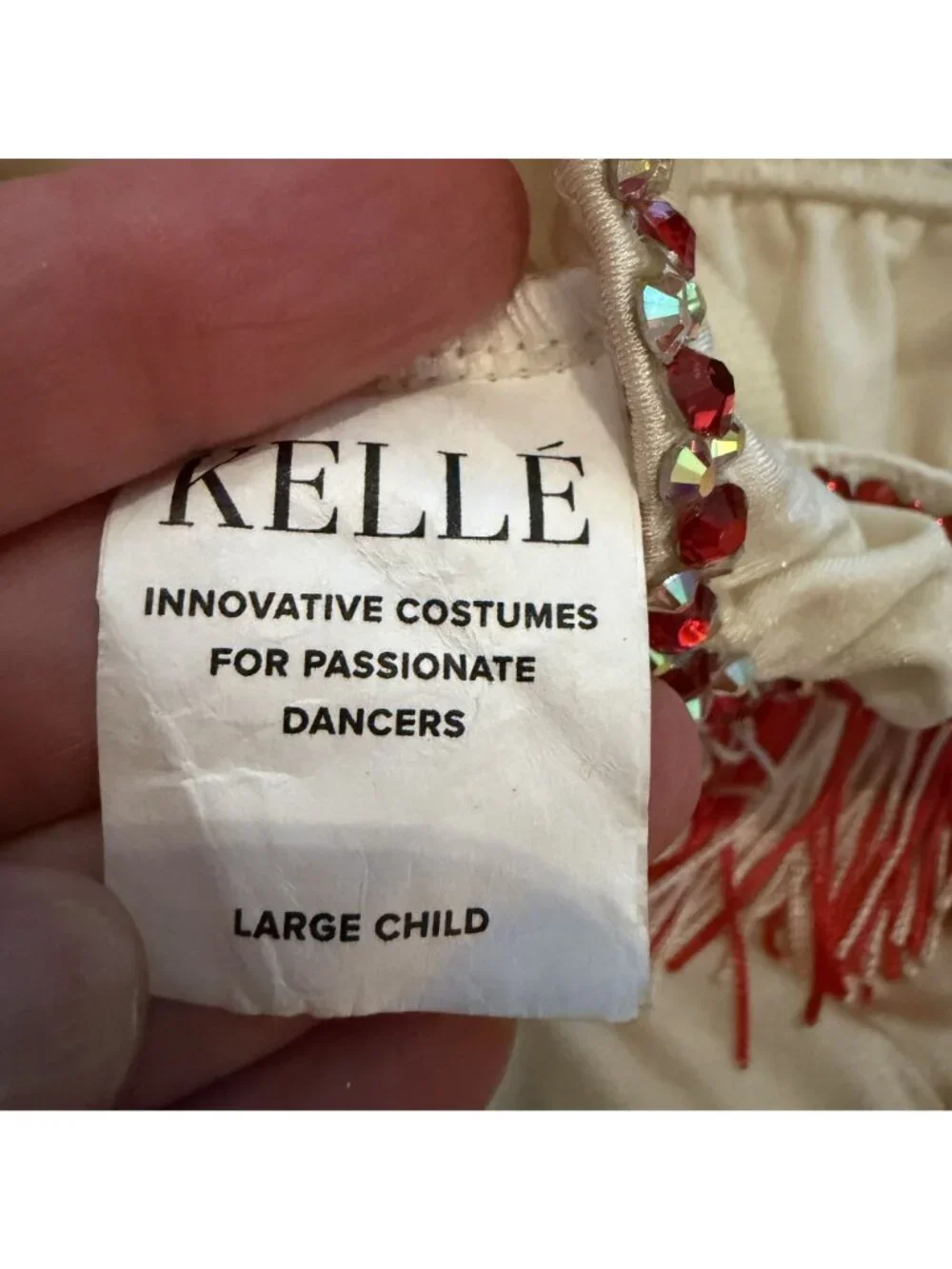 Kelle Large Child Red White Competition Dance Costume Fringe Tap Jazz Custom